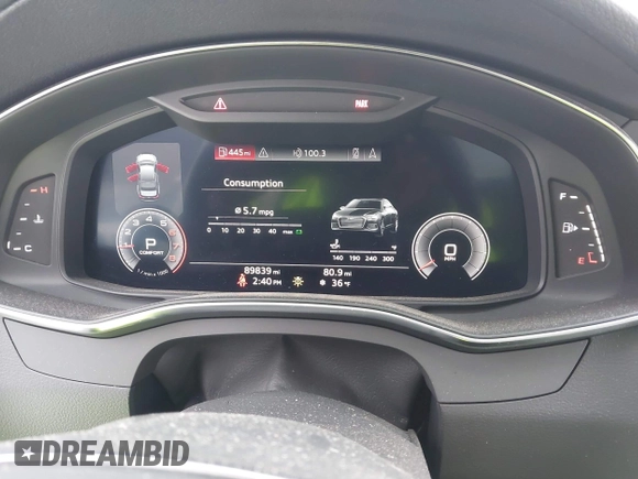 2019 Audi A6 Prestige with VIN WAUM2AF24KN072848, listed as a IAAI auction lot 41166275 with 89,839 mi miles. Bid and sale history available at carsss.com. Image 7.