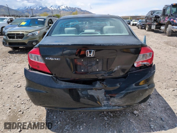 2012 Honda Civic LX with VIN 2HGFB2F56CH610716, listed as a Copart auction lot 54409635 with 222,665 mi miles and Salvage Title. Bid and sale history available at DreamBid. Image 6.