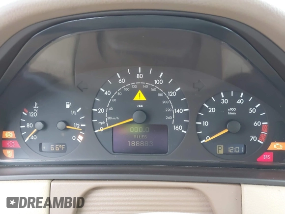 2002 Mercedes-Benz E-Class with VIN WDBJF65J42B394017, listed as a IAAI auction lot 41706917 with 188,883 mi miles. Bid and sale history available at carsss.com. Image 7.