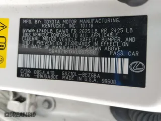 2019 Lexus ES with VIN 58ABZ1B1XKU007550, listed as a Copart auction lot 53268295 with 28,515 mi miles and Salvage Title. Bid and sale history available at carsss.com. Image 14.