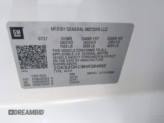 2017 GMC Yukon XL SLT with VIN 1GKS2GKC8HR384902, listed as a IAAI auction lot 39649419 with 27,260 mi miles. Bid and sale history available at carsss.com. Image 9.