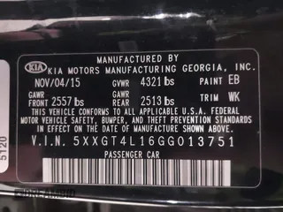 2016 Kia Optima LX Turbo with VIN 5XXGT4L16GG013751, listed as a IAAI auction lot 41843481 with 163,969 mi miles. Bid and sale history available at carsss.com. Image 9.