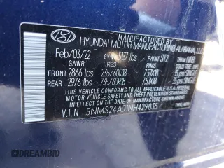 2022 Hyundai Santa Fe SEL with VIN 5NMS24AJ1NH429835, listed as a Copart auction lot 46452035 with 17,928 mi miles and Salvage Title. Bid and sale history available at DreamBid. Image 16.