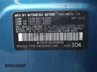 2020 Mitsubishi Mirage SE z VIN ML32F4FJXLHF00600, wystawiony jako IAAI lot #41577368 z przebiegiem 60 756 mil mil oraz . Historia ofert i sprzedaży dostępna na DreamBid. Obrazek 9.