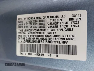 2014 Honda Odyssey EX with VIN 5FNRL5H46EB016800, listed as a IAAI auction lot 42048768 with 144,677 mi miles and . Bid and sale history available at carsss.com. Image 9.