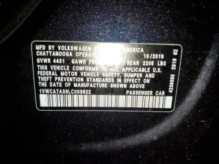 2020 Volkswagen Passat 2.0T SEL with VIN 1VWCA7A39LC003622, listed as a Copart auction lot 43281103 with 30,014 mi miles. Bid and sale history available at carsss.com. Image 14.