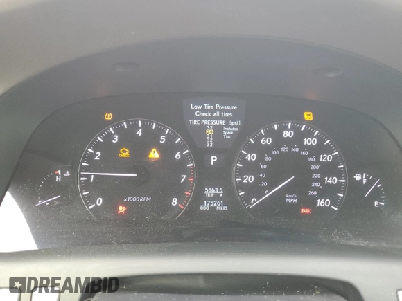 2007 Lexus LS 460 with VIN JTHBL46F975050247, listed as a Copart auction lot 60001855 with 175,261 mi miles and Salvage title. Bid and sale history available at DreamBid. Image 9.
