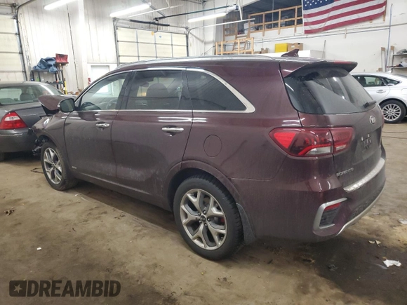 2019 Kia Sorento SX V6 with VIN 5XYPKDA58KG542258, listed as a Copart auction lot 50906185 with 62,999 mi miles and Salvage Title. Bid and sale history available at carsss.com. Image 2.