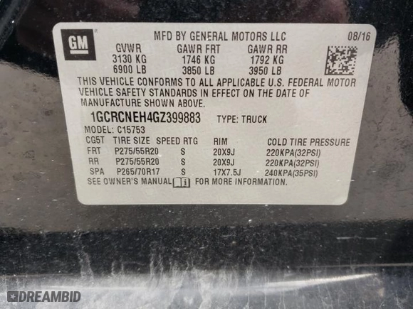 2016 Chevrolet Silverado 1500 Work Truck with VIN 1GCRCNEH4GZ399883, listed as a Copart auction lot 87516105 with 84,980 mi miles and Salvage Title. Bid and sale history available at carsss.com. Image 14.