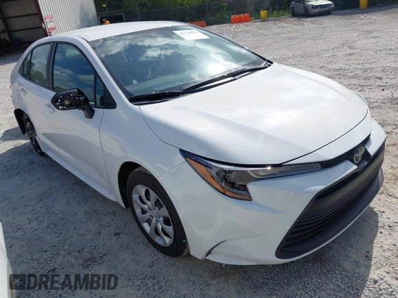 2025 Toyota Corolla LE with VIN 5YFB4MDE4SP276118, listed as a IAAI auction lot 42120834 with 43,238 mi miles. Bid and sale history available at carsss.com. Image 1.