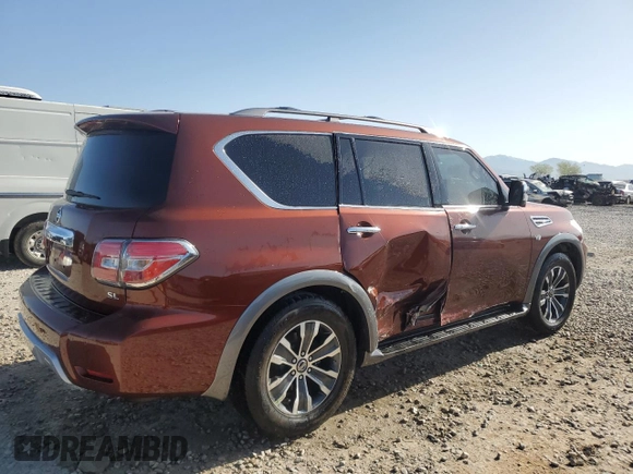 2018 Nissan Armada SL with VIN JN8AY2NC1J9557769, listed as a Copart auction lot 53961105 with 55,678 mi miles and Salvage Title. Bid and sale history available at carsss.com. Image 3.