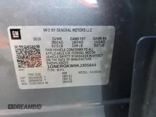 2019 Chevrolet Traverse LT Cloth with VIN 1GNERGKW5KJ305844, listed as a Copart auction lot 60865485 with 63,470 mi miles and Salvage title. Bid and sale history available at DreamBid. Image 13.
