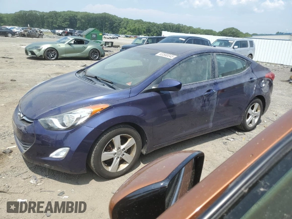 2013 Hyundai Elantra GLS with VIN 5NPDH4AE5DH444849, listed as a Copart auction lot 63580045 with 45,755 mi miles and Salvage title. Bid and sale history available at DreamBid. Image 1.