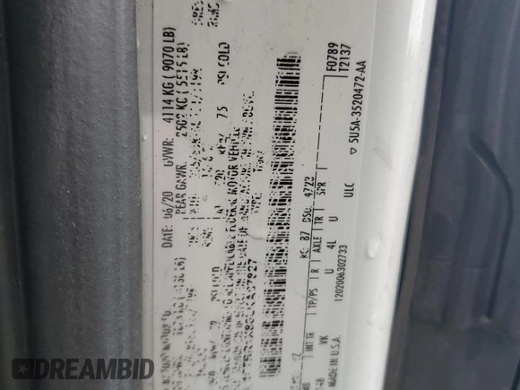 2020 Ford Transit Cargo with VIN 1FTBR1X80LKA87827, listed as a Copart auction lot 51919325 with 90,463 mi miles and Salvage Title. Bid and sale history available at DreamBid. Image 14.