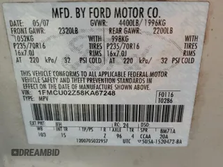 2008 Ford Escape XLS с VIN 1FMCU02Z58KA67248, выставлен на аукционе Copart как лот 47684705 с пробегом 199 787 миль миль и Чистый • Clean title. История ставок и продаж доступна на DreamBid. Изображение 12.