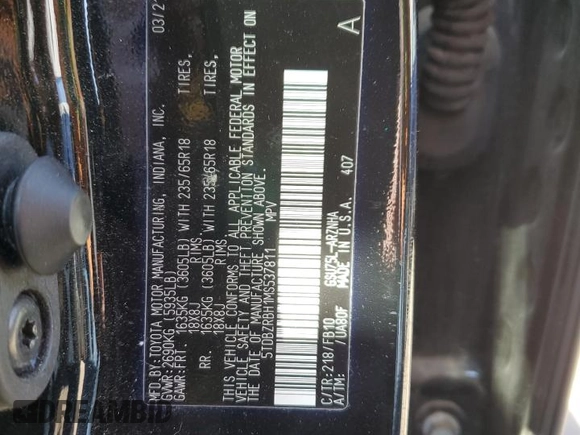 2021 Toyota Highlander L с VIN 5TDBZRBH1MS537811, выставлен на аукционе Copart как лот 53372695 с пробегом 58 727 миль миль и Списание • Salvage title. История ставок и продаж доступна на DreamBid. Изображение 15.