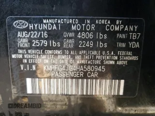 2017 Hyundai Azera with VIN KMHFG4JG4HA580945, listed as a Copart auction lot 89019845 with 161,014 mi miles and Salvage title. Bid and sale history available at DreamBid. Image 12.