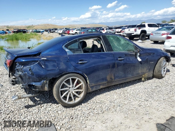 2017 Infiniti Q50 Red Sport 400 with VIN JN1FV7AP7HM850585, listed as a Copart auction lot 57649675 with 83,936 mi miles and Salvage title. Bid and sale history available at DreamBid. Image 3.