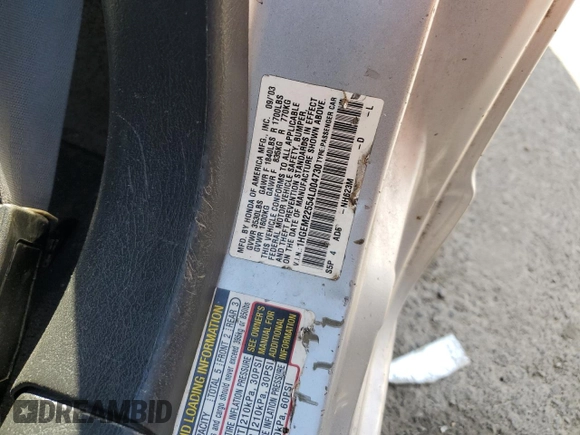2004 Honda Civic LX with VIN 1HGEM22554L004730, listed as a Copart auction lot 48778575 with 253,548 mi miles and Salvage Title. Bid and sale history available at DreamBid. Image 12.