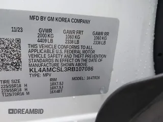 2024 Buick Encore GX Preferred with VIN KL4AMCSL3RB107086, listed as a IAAI auction lot 41431192 with 9,751 mi miles and . Bid and sale history available at DreamBid. Image 9.