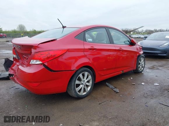 2012 Hyundai Accent GLS with VIN KMHCU4AEXCU168661, listed as a IAAI auction lot 41963258 with 216,006 mi miles. Bid and sale history available at carsss.com. Image 4.