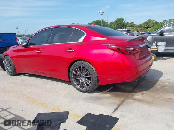2018 Infiniti Q50 Red Sport 400 with VIN JN1FV7AP2JM460824, listed as a IAAI auction lot 42077854 with 91,062 mi miles and . Bid and sale history available at DreamBid. Image 14.