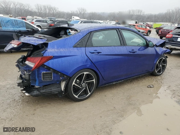 2023 Hyundai Elantra N Line with VIN KMHLR4AF2PU499850, listed as a Copart auction lot 42873365 with 0 mi miles and Salvage Title. Bid and sale history available at carsss.com. Image 3.
