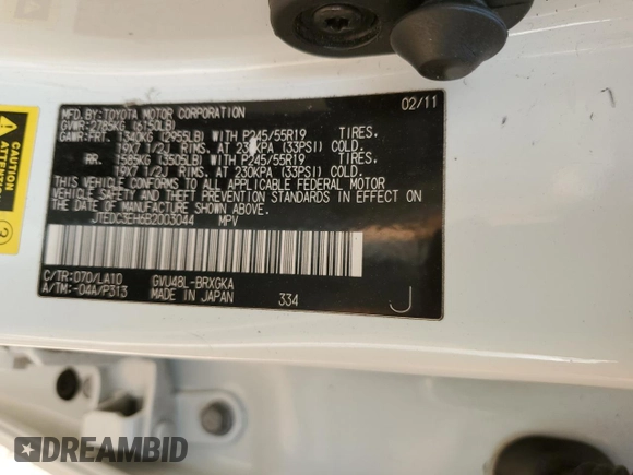 2011 Toyota Highlander Hybrid Limited with VIN JTEDC3EH6B2003044, listed as a Copart auction lot 87972595 with 193,125 mi miles and Salvage Title. Bid and sale history available at carsss.com. Image 14.