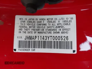 2000 Honda S2000 с VIN JHMAP1143YT000526, выставлен на аукционе IAAI как лот 41582510 с пробегом 114 783 миль миль и . История ставок и продаж доступна на DreamBid. Изображение 9.