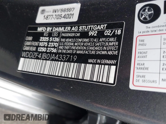 2018 Mercedes-Benz E-Class E 300 with VIN WDDZF4JB0JA433719, listed as a IAAI auction lot 41728360 with 46,848 mi miles. Bid and sale history available at carsss.com. Image 9.
