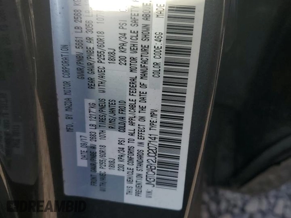 2018 Mazda CX-9 Sport with VIN JM3TCABY2J0207141, listed as a Copart auction lot 68531404 with 87,874 mi miles and Salvage Title. Bid and sale history available at DreamBid. Image 13.