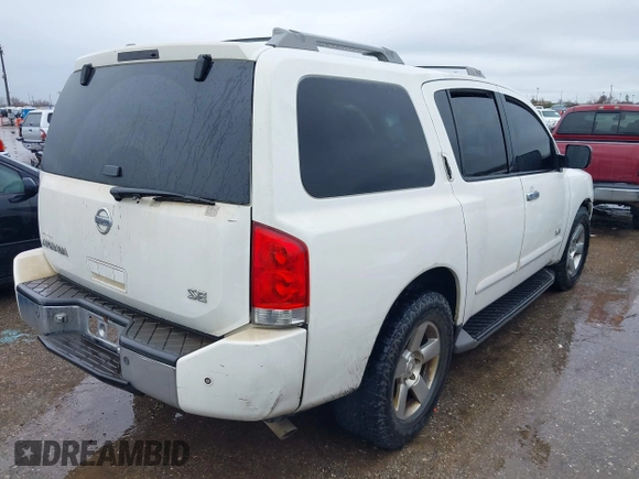 2007 Nissan Armada SE z VIN 5N1BA08AX7N707537, wystawiony jako IAAI lot #41563441 z przebiegiem 297 927 mil mil oraz . Historia ofert i sprzedaży dostępna na DreamBid. Obrazek 4.