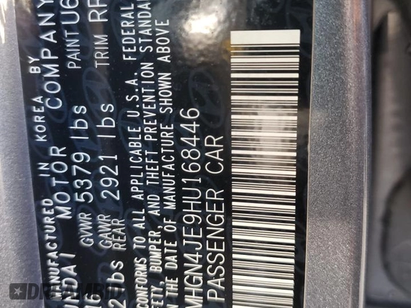 2017 Genesis G80 3.8L with VIN KMHGN4JE9HU168446, listed as a Copart auction lot 80916684 with 83,287 mi miles and Salvage Title. Bid and sale history available at DreamBid. Image 12.
