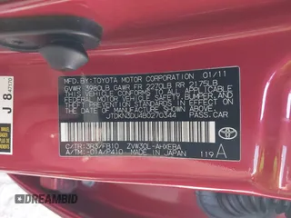 2011 Toyota Prius I z VIN JTDKN3DU4B0270344, wystawiony jako IAAI lot #41808961 z przebiegiem 190 893 mil mil oraz . Historia ofert i sprzedaży dostępna na DreamBid. Obrazek 9.