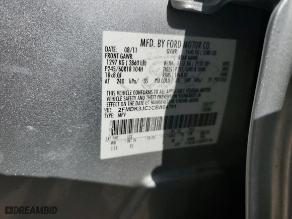 2012 Ford Edge SEL with VIN 2FMDK3JC3CBA04791, listed as a Copart auction lot 50244305 with 226,847 mi miles and Salvage Title. Bid and sale history available at carsss.com. Image 15.