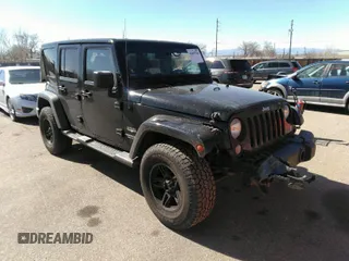 2015 Jeep Wrangler Unlimited Sahara with VIN 1C4BJWEG0FL568237, listed as a IAAI auction lot 41697726 with 82,751 mi miles. Bid and sale history available at carsss.com. Image 1.