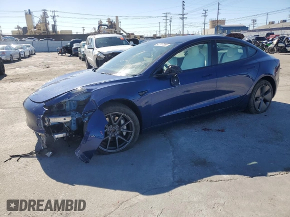 2022 Tesla Model 3 Long Range with VIN 5YJ3E1EB2NF243381, listed as a Copart auction lot 48917265 with 25,865 mi miles and Salvage Title. Bid and sale history available at DreamBid. Image 1.