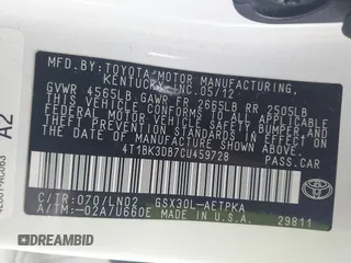 2012 Toyota Avalon with VIN 4T1BK3DB7CU459728, listed as a IAAI auction lot 41739918 with 82,762 mi miles and . Bid and sale history available at DreamBid. Image 9.