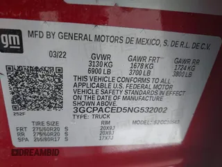 2022 Chevrolet Silverado 1500 LT with VIN 3GCPACED5NG532002, listed as a IAAI auction lot 41297671 with 88,537 mi miles. Bid and sale history available at carsss.com. Image 9.