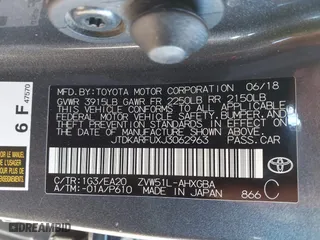 2018 Toyota Prius Two with VIN JTDKARFUXJ3062963, listed as a IAAI auction lot 41588989 with 114,842 mi miles. Bid and sale history available at carsss.com. Image 9.