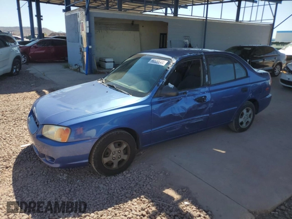 2002 Hyundai Accent GL with VIN KMHCG45C32U332833, listed as a Copart auction lot 66539644 with 69,763 mi miles and Salvage Title. Bid and sale history available at carsss.com. Image 1.