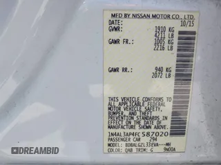 2015 Nissan Altima 2.5 S with VIN 1N4AL3AP4FC587020, listed as a IAAI auction lot 41886218 with 169,368 mi miles. Bid and sale history available at carsss.com. Image 9.