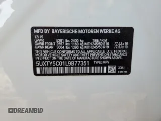 2020 BMW X3 xDrive30i z VIN 5UXTY5C01L9B77351, wystawiony jako Copart lot #50784525 z przebiegiem 58 606 mil mil oraz Szkoda całkowita • Salvage title. Historia ofert i sprzedaży dostępna na DreamBid. Obrazek 15.