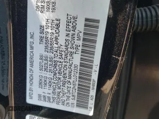 2020 Acura RDX Technology with VIN 5J8TC2H57LL012330, listed as a Copart auction lot 60165345 with Not provided miles and Non repairable. Bid and sale history available at DreamBid. Image 12.