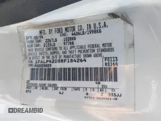 1994 Ford Mustang с VIN 1FALP42D8RF184264, выставлен на аукционе IAAI как лот 42261594 с пробегом 118 411 миль миль и . История ставок и продаж доступна на DreamBid. Изображение 9.