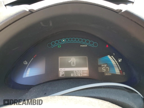 2014 Nissan LEAF SL with VIN 1N4AZ0CP7EC334248, listed as a Copart auction lot 52198325 with 57,659 mi miles and Salvage Title. Bid and sale history available at carsss.com. Image 9.