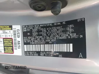 2013 Toyota Sienna LE AAS with VIN 5TDKK3DC2DS389557, listed as a IAAI auction lot 42589108 with 205,115 mi miles and . Bid and sale history available at DreamBid. Image 9.