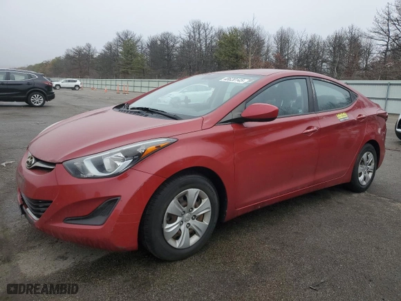 2016 Hyundai Elantra SE with VIN KMHDH4AE1GU599341, listed as a Copart auction lot 48620145 with 182,113 mi miles and Clean Title. Bid and sale history available at carsss.com. Image 1.