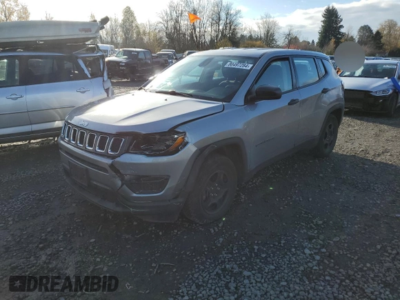 2017 Jeep Compass Sport with VIN 3C4NJCAB6HT647621, listed as a Copart auction lot 80497284 with 96,086 mi miles and Salvage Title. Bid and sale history available at carsss.com. Image 1.