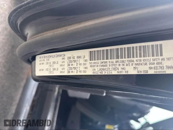 2007 Jeep Wrangler Rubicon with VIN 1J4GA64127L170574, listed as a IAAI auction lot 42474509 with 142,976 mi miles and . Bid and sale history available at DreamBid. Image 9.